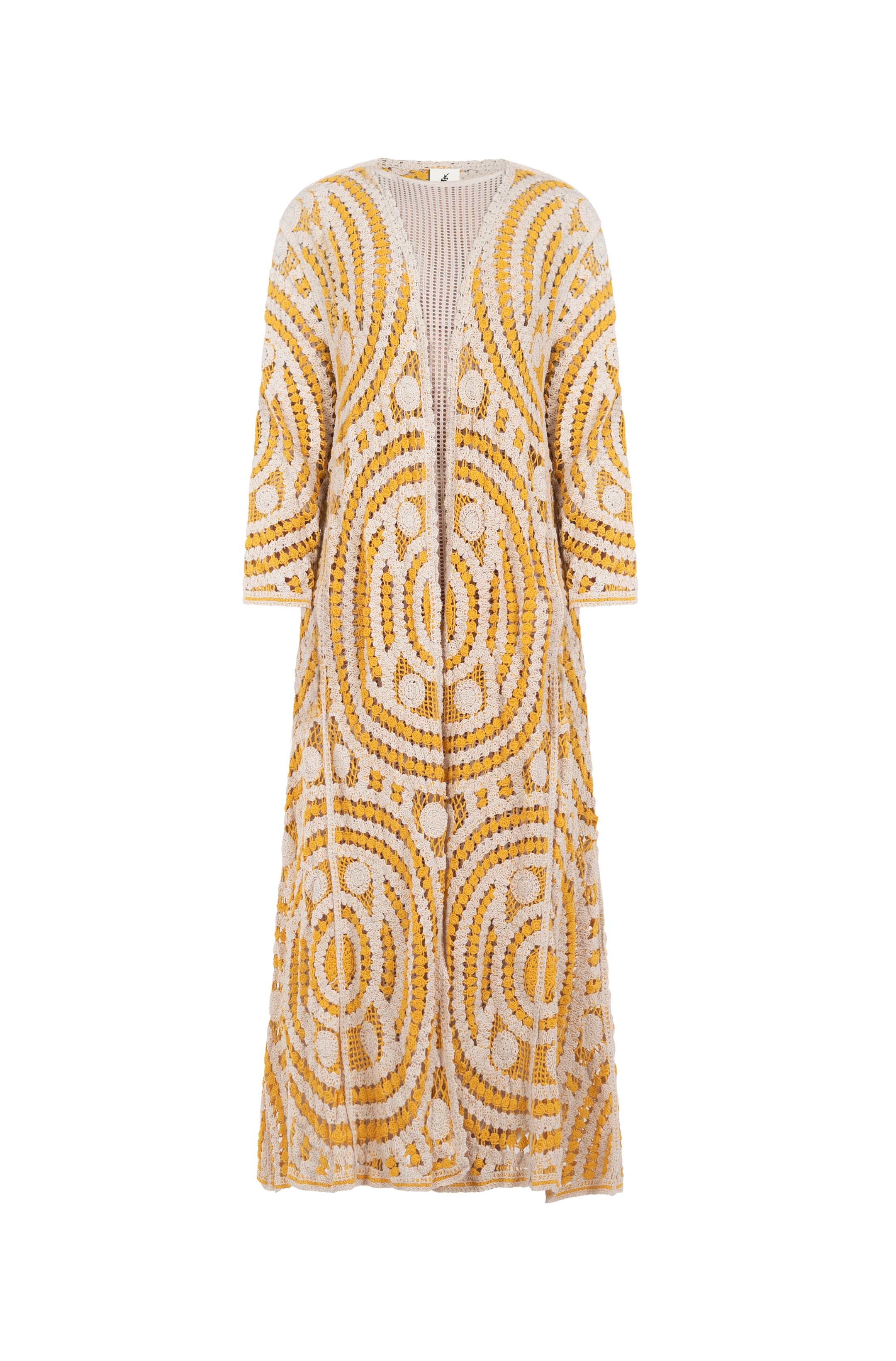 Pre order - Crochet beige & yellow cardigan